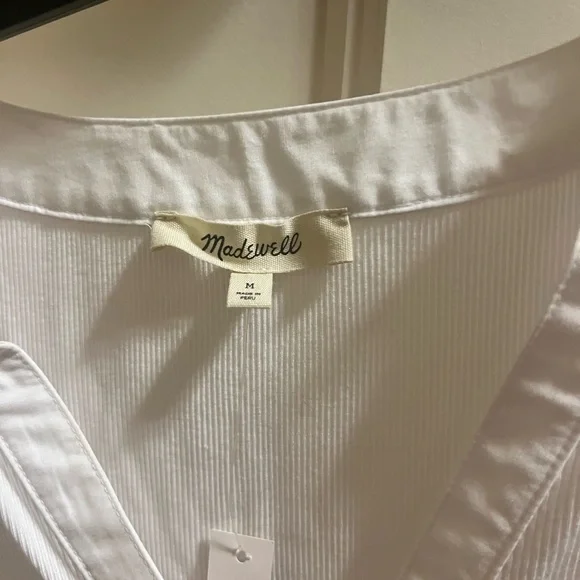 Madewell Crisp White V-Neck Blouse - Picture 2 of 3